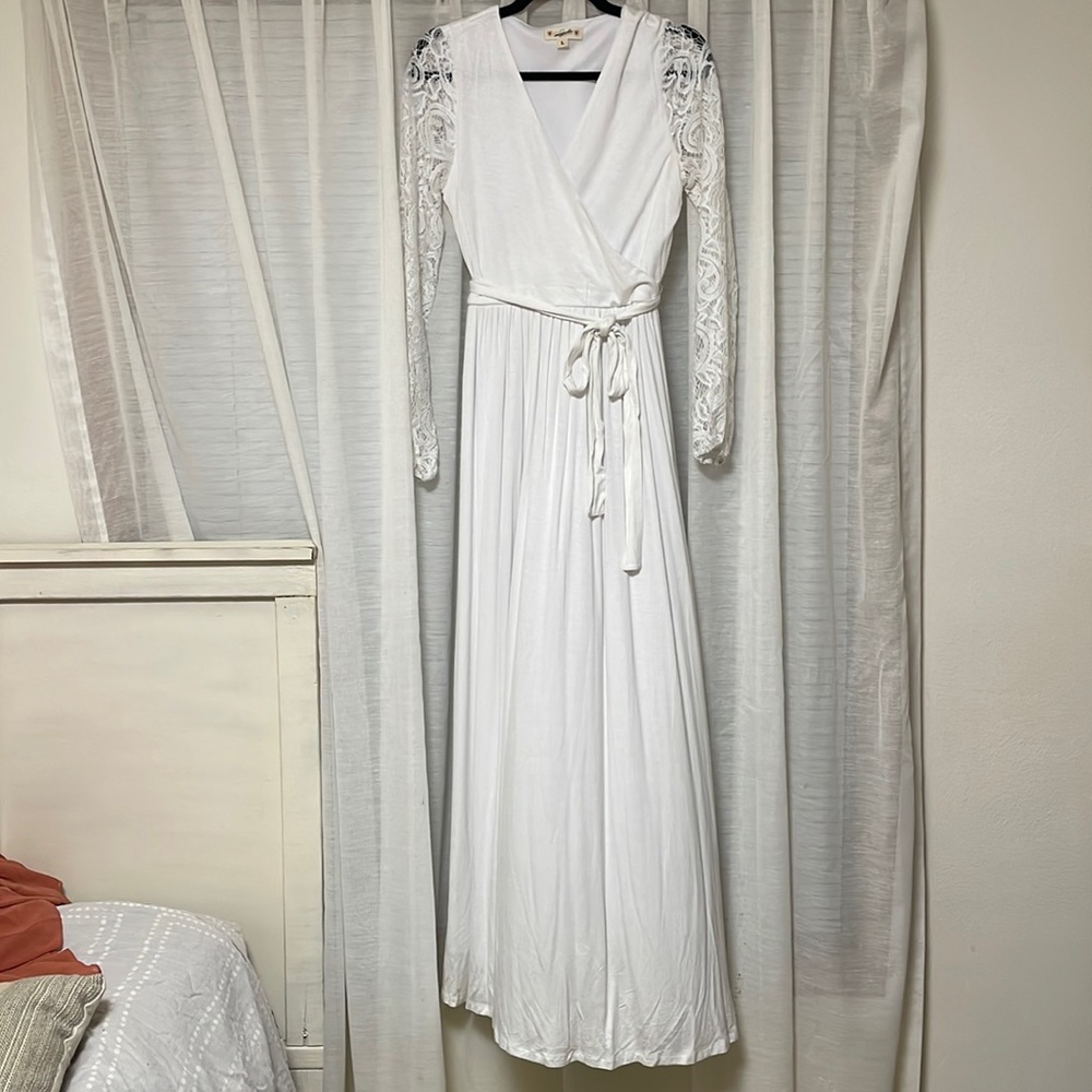 White Maxi dress with tie front